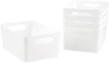 Isaac Jacobs 5-Pack Medium White Storage Bin Set w/Cut-Out Handles, Plastic by IsaacJacobs