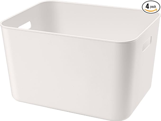 Set of 4 Plastic Storage Bin, “13.4x10.2x8'' Versatile Kitchen Pantry by Amyup