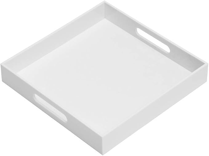 Glossy White Sturdy Acrylic Serving Tray by KEVLANG