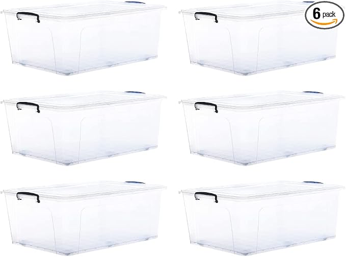 Superio Storage Bins with Lids- Clear Boxes by Superio