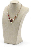 Beige Linen Necklace Display Bust by WERSHOW