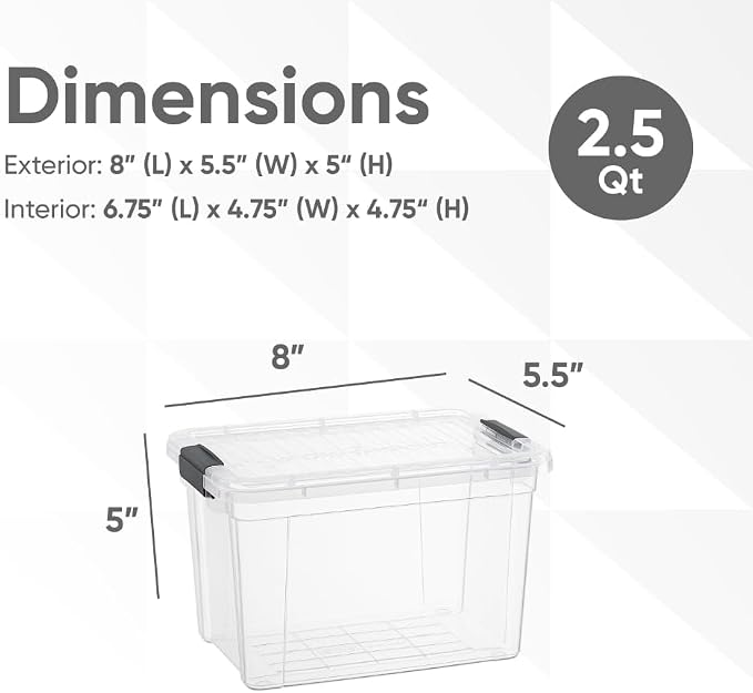 Superio Clear Storage Box with Lid, 2.5 Quart Plastic Container Bins - Image 2