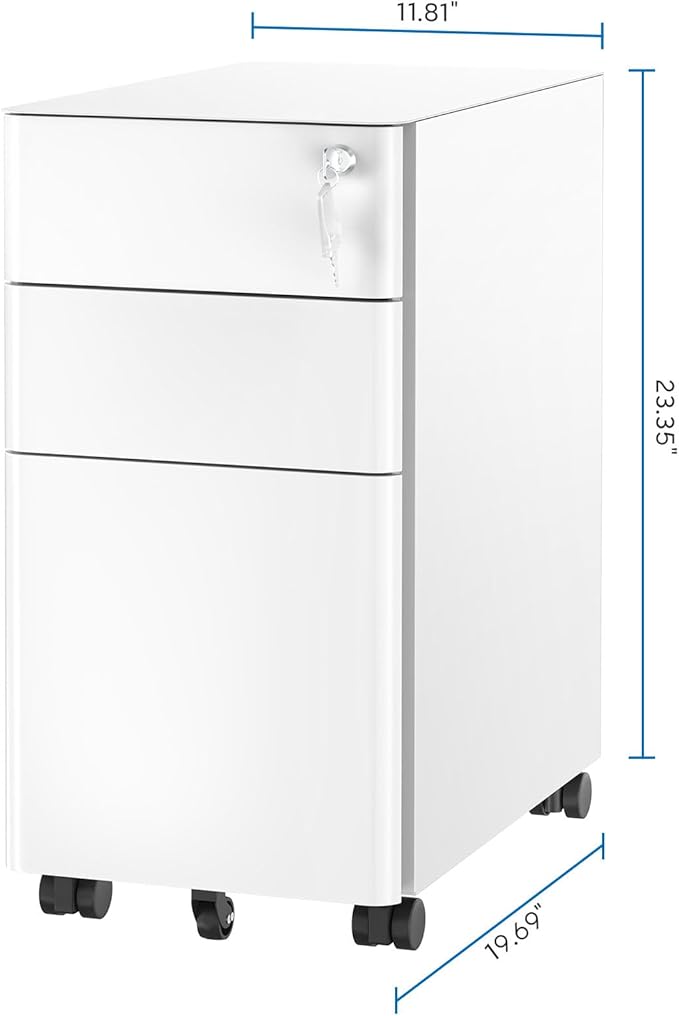 Mount-It! Slim Rolling Under Desk Cabinet, Mobile Filing Cabinet - Image 3