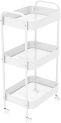 3-Tier Metal Utility Rolling Cart, Living Room, Movable Storage Organizer by Unknown