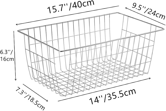 Slideep Wire Baskets Farmhouse Freezer Organizer Storage Bin Basket - Image 6