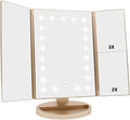 Tri-fold Lighted Vanity Makeup Mirror by Flymiro