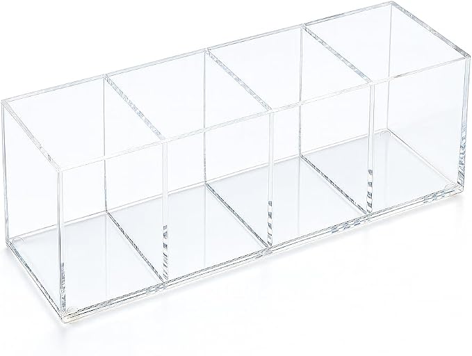 Clear Acrylic 4-Compartment Organizer Box, Large – Handcrafted, Eco-Friendly by elysolpluv