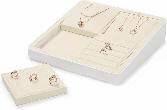 Oirlv Microfiber 4 Slots Jewelry Earring Display Tray Earring Display Organizer - Image 5