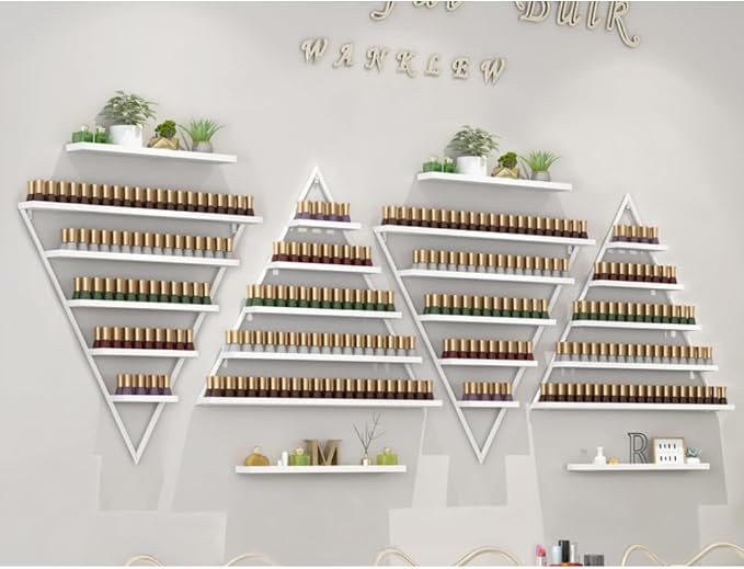 Elegant Wall Mounted Nail Polish Storage Rack Set of 10 Triangular Cosmetic - Image 2