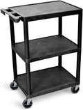 Luxor HE34 Utility Cart 3 Shelves Structural Foam Plastic by LuxorWorkspaces