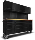 72'' Rolling Tool Chest with 15 Drawers + 3 Upper Cabinets, Large Tool Box by UYRIE