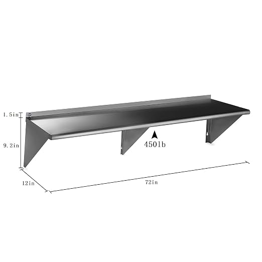 ROCKPOINT Stainless Steel Shelf 12 x 72 Inches 450lb, 2 Pack NSF Commercial - Image 2
