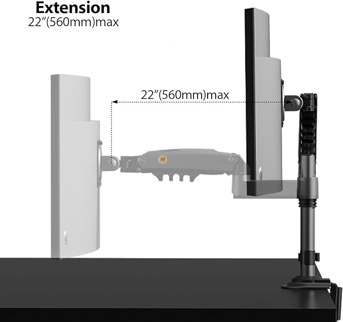 NB North Bayou Monitor Desk Mount Long Arm - Image 4