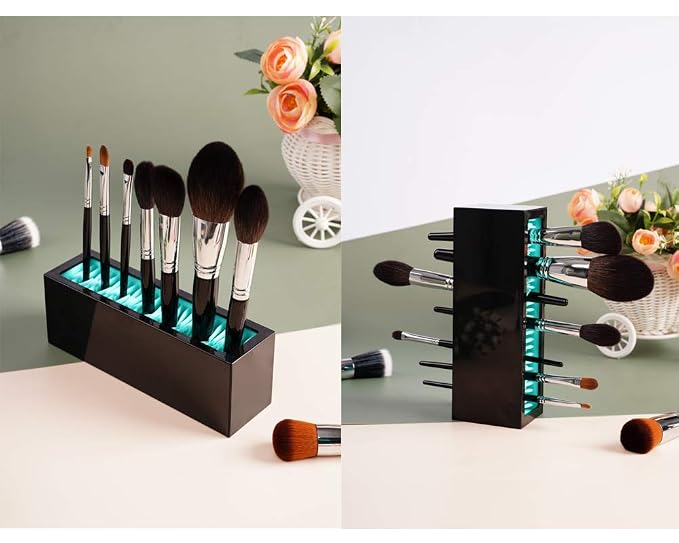 Makeup Brushes Holder Organizer, Silicone Vanity Air Drying Rack Display Storage - Image 6