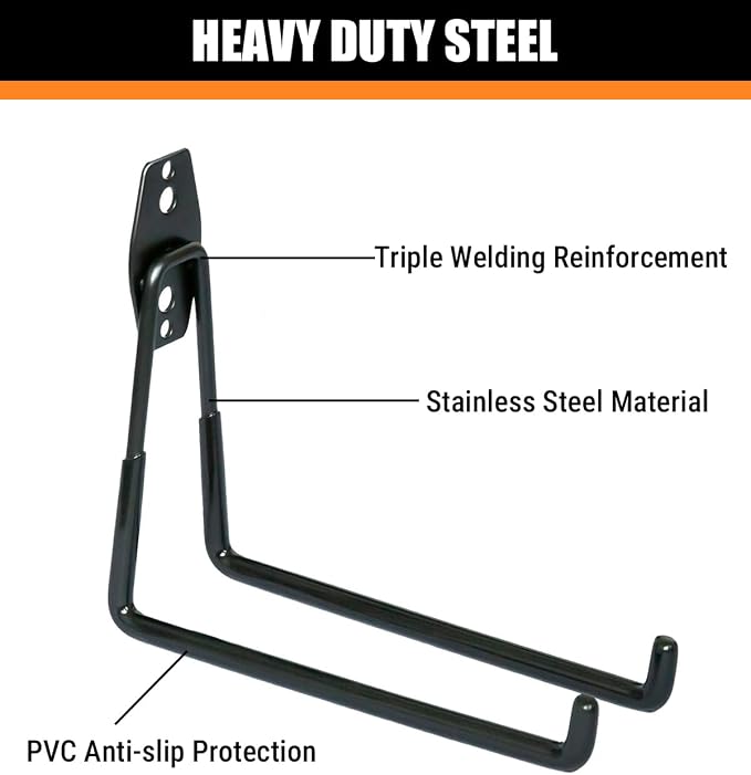 WMK 7.3'' Heavy Duty Garage Hooks, 4 Pack Wall Mount Garage Storage Hooks - Image 5