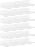 Lifewit Floating Shelves for Wall, 6 Pack White Acrylic Shelf 15" Room Decor by Lifewit