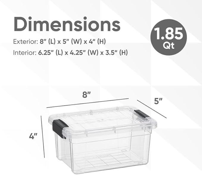 Superio Storage Bins with Lids- 8 Pack, 1.85 Qt Clear Boxes - Image 2