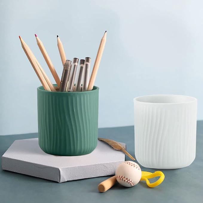 Round Ceramic Pen Holder for Desk Cute Pencil Cup Pot Desk Organizer for Girls - Image 3