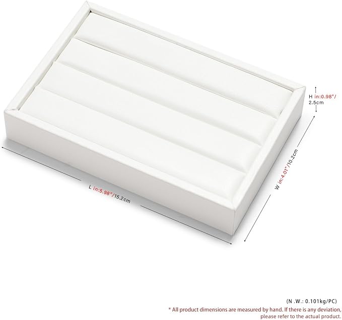 White PU Leather 3-Slots Jewelry Ring Display Tray Showcase Small Jewelry - Image 4