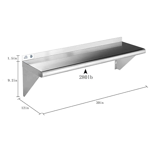 ROCKPOINT Stainless Steel Shelf 12 x 30 Inches 280lb, NSF Metal Commercial - Image 2