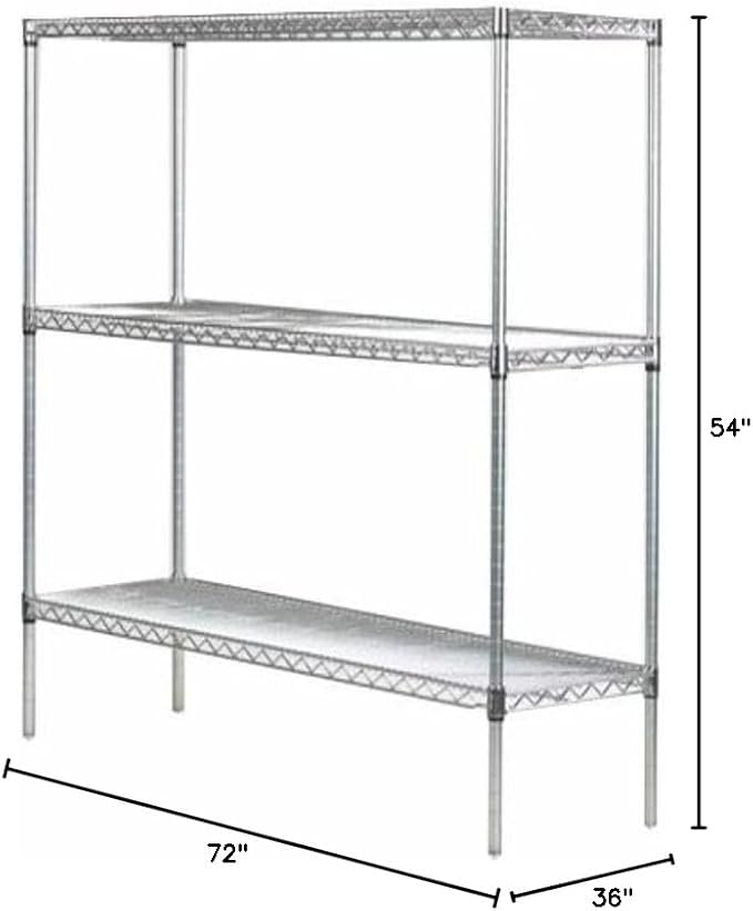 Omega 36" Deep x 72" Wide x 54" High 3 Tier Gray Starter Shelving Unit - Image 3