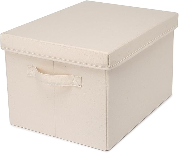 Foldable Storage Bins with Lids Cotton Canvas Rectangular Storage Box Ideal - Image 9