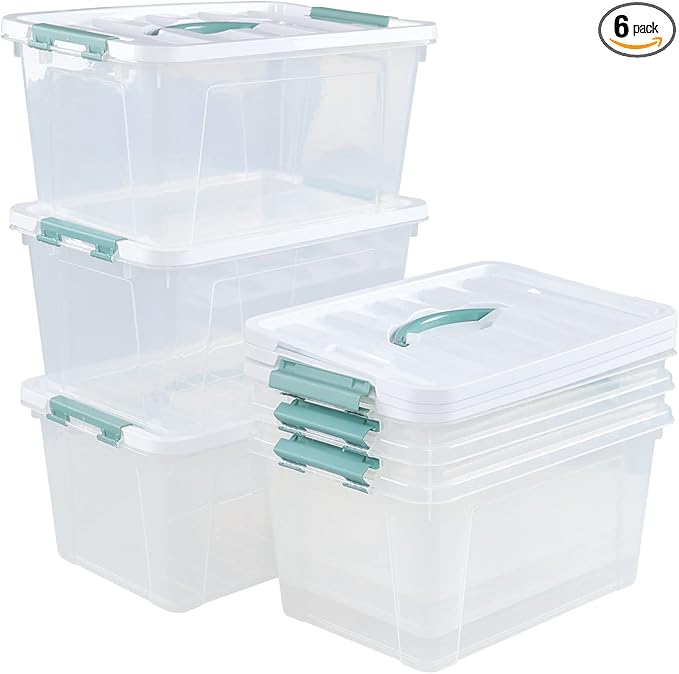 Gainhope 6 Packs 14 L Plastic Stackable Storage Bin Container Box by Unknown