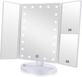 Tri-fold Lighted Vanity Makeup Mirror by Flymiro