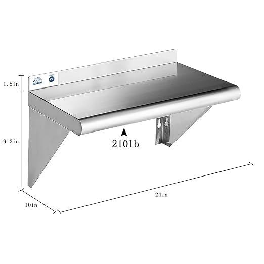 ROCKPOINT Stainless Steel Shelf 10 x 24 Inches 210lb, 2 Pack NSF Metal - Image 2