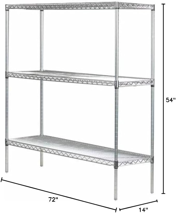 Omega 14" Deep x 72" Wide x 54" High 3 Tier Gray Starter Shelving Unit - Image 3