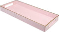 Pink Vanity Tray with Handles, Decorative Tray Desktop Storage Organizer by Leemxiiny