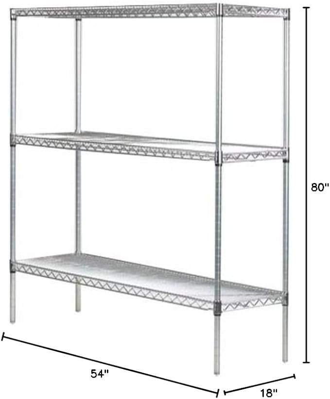 Omega 18" Deep x 54" Wide x 80" High 3 Tier Chrome Starter Shelving Unit - Image 2