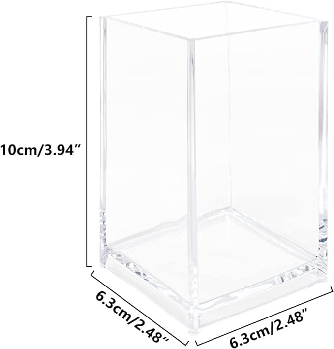2 Pack Clear Acrylic Pencil Pen Holder Cup, Acrylic Cosmetic Brushes Storage - Image 2
