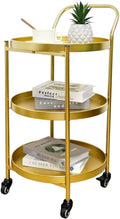 TRIROCKS 18 * 31" H Round Gold 3-Tier Rolling Bar Cart by TRIROCKS