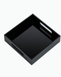 Black Sturdy Acrylic Tray with Handles-8x8 Inch- Countertop Organizer Tray by KEVLANG