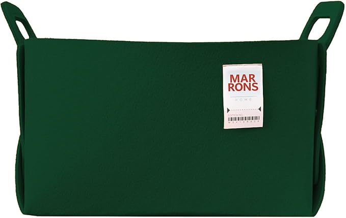 Collapsible Felt DEEPGREEN Storage Bin Large 14.6"x9.4"x9.4" – Foldable Basket by MARRONS