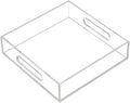Clear Sturdy Acrylic Tray with Handles-8"x8"x2"H-Countertop Organizer Tray by KEVLANG