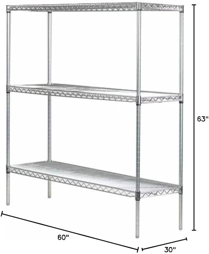 Omega 30" Deep x 60" Wide x 63" High 3 Tier Gray Starter Shelving Unit - Image 3