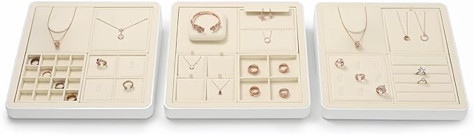 Oirlv Microfiber Jewelry Display Storage Tray Pendant Stud Earrings Tray - Image 4