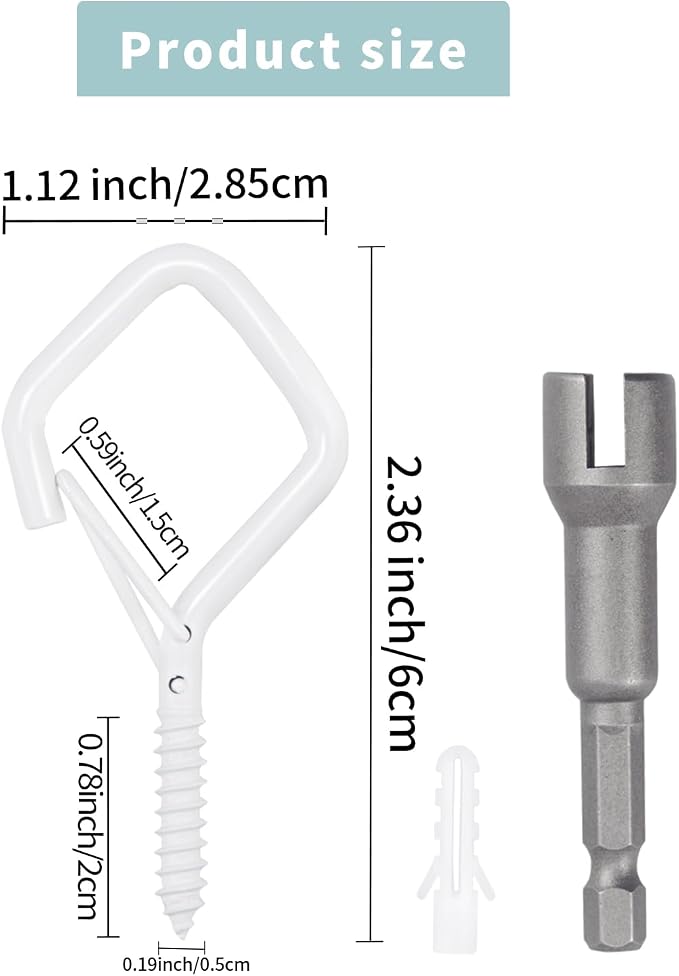 100 PCS White Eye Screw Hooks for Hanging Heavy Duty - Image 2