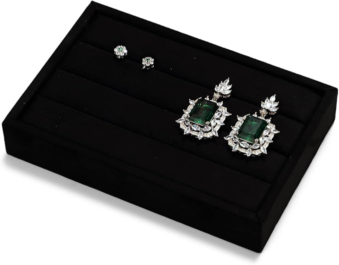 Black Velvet 3-Slots Jewelry Ring Display Tray Showcase Small Jewelry Display - Image 2