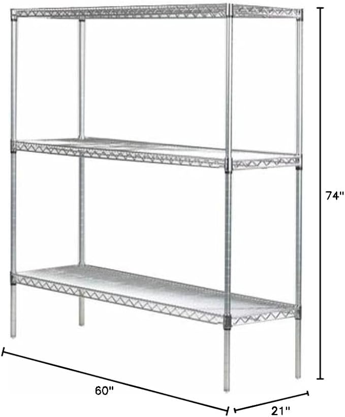 Omega 21" Deep x 60" Wide x 74" High 3 Tier Chrome Starter Shelving Unit - Image 2