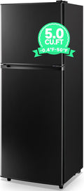 5.0 Cu.ft Refrigerator with Freezer Small Fridge Drink Holder Double Door by TACOOL