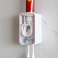 2 Slot Toothbrush Holder and Toothpaste Dispenser Wall Mounted, Automatic by LUEXBOX
