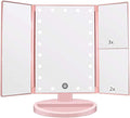 Tri-fold Lighted Vanity Makeup Mirror by Flymiro