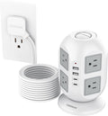 Tower Power Strip, Surge Protector 10 FT Cord, TESSAN Flat Plug Extension Cord by TESSAN