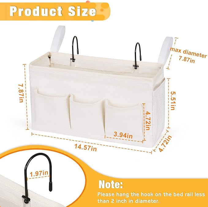 Bedside Caddy Organizer with Fixed Straps and Water Bottle Holder - Image 3