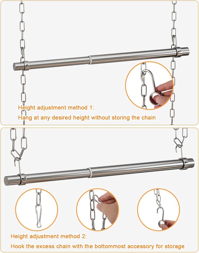 Hanging Closet Rod, Adjustable Width and Height Closet Rods Extender, 17-52inch - Image 6