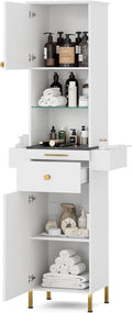 Salon Stations for Hair Stylist, Barber Station w/Glass Shelf & Golden Handles by TTGIEET