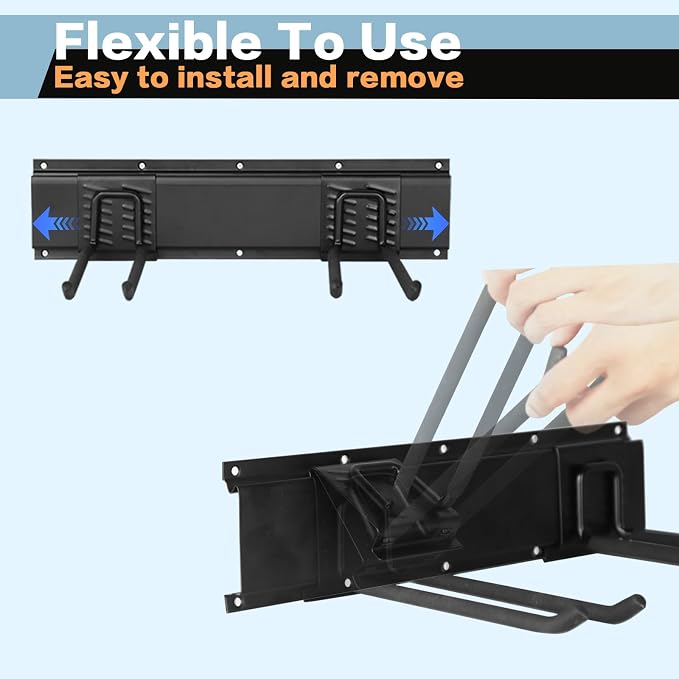 Garage Tool Organizer Wall Mount 32in- 4 Heavy Duty Hooks, 240lbs Capacity - Image 7